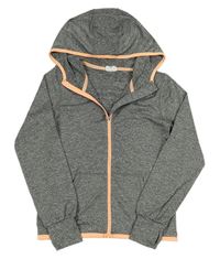Šedá melírovaná sportovní propínací mikina s kapucí H&M