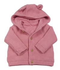 Růžový propínací podšitý svetr s kapucí M&S
