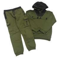 2set - khaki-černá mikina s kapucí + tepláky Matalan