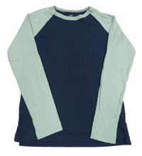 Tmavomodro-světlezelené triko H&M