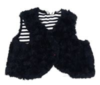 Tmavomodrá kožešinová zateplená vesta 