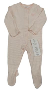 Nové - Růžovo-bílý pruhovaný overal F&F