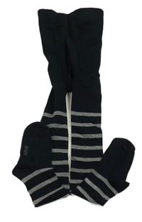 Černo-šedé pruhované punčocháče Alive