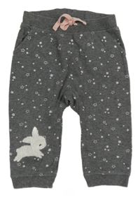 Šedé hvězdičkované tepláky s králíčkem 