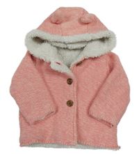 Růžový propínací zateplený svetr s kapucí Mothercare