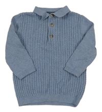 Modrošedý vzorovaný svetr s límečkem Next 