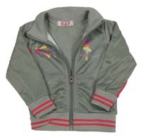 Šedá propínací sportovní mikina s baletkou R&P