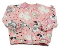 Růžová propínací mikina s pejsky 