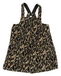 Béžofo-černo-hnědé vzorované propínací vlněné šaty Tu