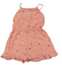 Růžový kytičkovaný letní overal Matalan 