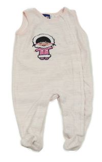 Světlerůžovo-bílé pruhované sametové dupačky s Eskymákem Lupilu