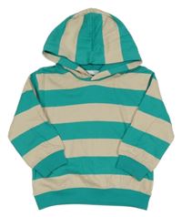 Zeleno-béžová pruhovaná mikina s kapucí M&S