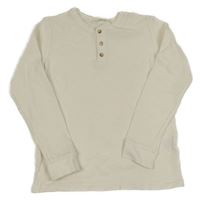 Smetanové vzorované triko s knoflíky H&M