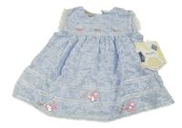 Nové - Světlemodrá halenková tunika s kytičkami Little Bity 