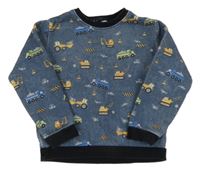 Modrošedá mikina s auty 