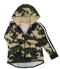 Béžovo-khaki army propínací mikina s kapucí Pep&Co.