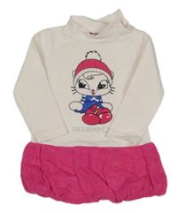 Pudrovo-růžové šaty s kočkou Miss Gang