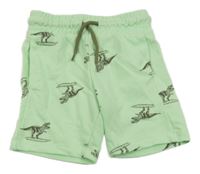 Světlezelené teplákové kraťasy s dinosaury H&M