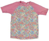Smetanovo-pestro-růžové vzorované UV tričko s kytičkami PUSBLU