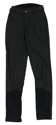 Černé koženkové jezdecké kalhoty FOuganza
