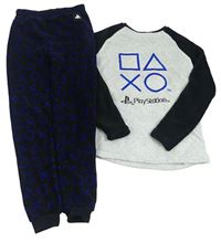 Světlešedo-černé melírované chlupaté pyžamo s PlayStation PRIMARK