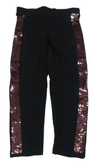 Černé legíny s pruhem z překlápěcích flitrů Nutmeg