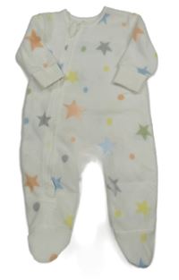 Bílý puntíkatý fleecový overal s barevnými hvězdičkami St. Bernard