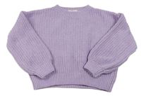 Levandulový žebrovaný oversize crop svetr H&M