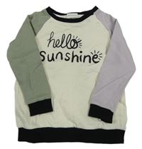 Smetanovo-světlekhaki/fialovo-černá mikina s nápisy Turtledove London