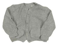 Šedý melírovaný žebrovaný propínací svetr s nápisy RIVER ISLAND