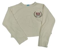 Smetanové žebrované crop mikinotriko s číslem PRIMARK