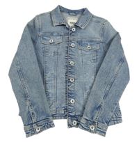 Modrá plísňová tepláková riflová crop bunda s límečkem C&A