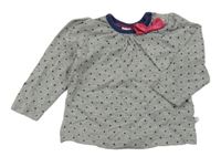 Šedo-tmavomodré melírované puntíkaté triko s mašlí Liegelind