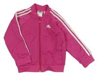 Tmavorůžovo-bílá propínací sportovní mikina Adidas