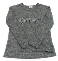 Šedo-černé melírované úpletové mikinotriko s nápisem z kamínků Breeze Girls