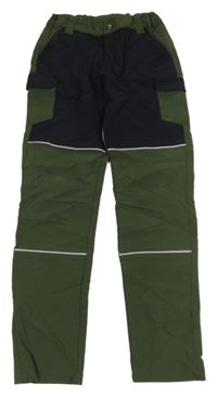 Khaki-černé cargo šusťákové outdoorové kalhoty KING CRAFT