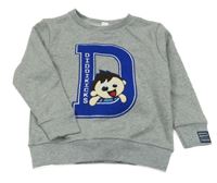 Šedá melírovaná mikina s písmenkem a klukem diddikicks