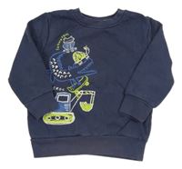 Tmavomodrá mikina se zvířátky a buldozerem George