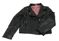 Černý koženkový jarní crop křivák s límečkem Kiki&Koko