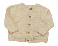 Vanilkový žebrovaný perforovaný propínací svetr M&S