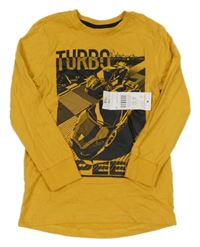 Nové - hořčicové triko s auty F&F