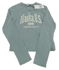 Nové - břidlicové crop triko s nápisy ZARA