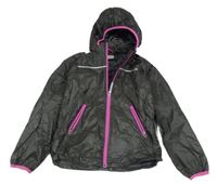 Tmavošedá šusťáková jarní bunda s odepínací kapucí H&M