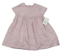 Nové - světlerůžové kytičkované plátěné šaty George