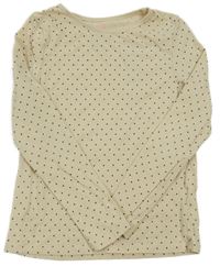 Smetanovo-černé puntíkaté triko H&M