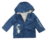 Tmavomodrá nepromokavá podzimní bunda s králíčkem - Peter Rabbit a kapucí s oušky