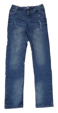 Modré skinny teplákové rifle s prošoupáním HIP&HOPPS