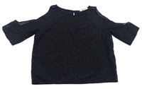 Černé třpytivé šifonové tričko H&M