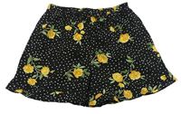 Černé puntíkaté lehké kraťasy s květy zn. Primark