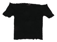 Černá žabičková crop halenka s volnými rameny Primark 